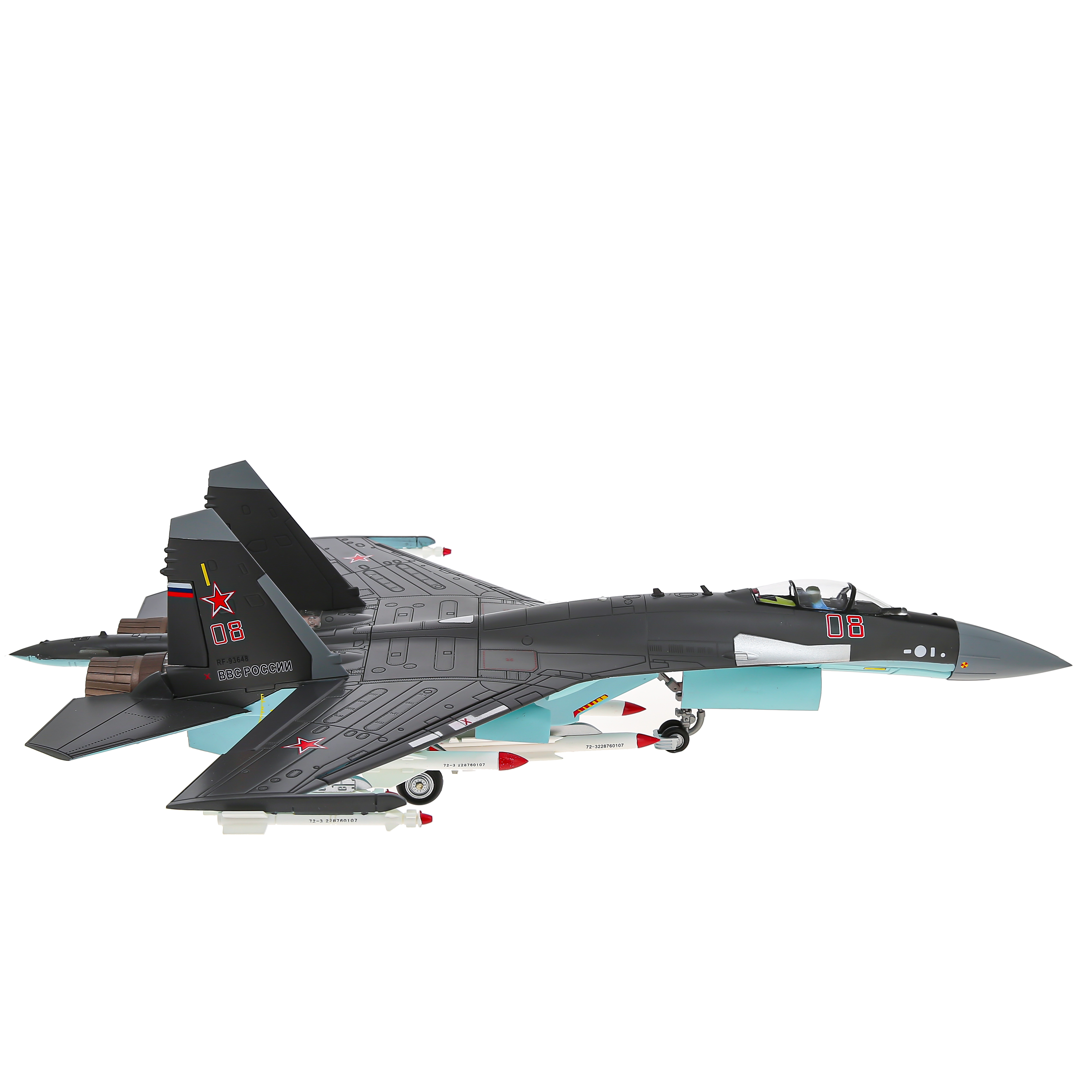       -35 ,  1:48.  47 . Large metal model of a Russian Su-35 fighter airplane, scale 1:48. Length 47 cm. # 4 hobbyplus.ru