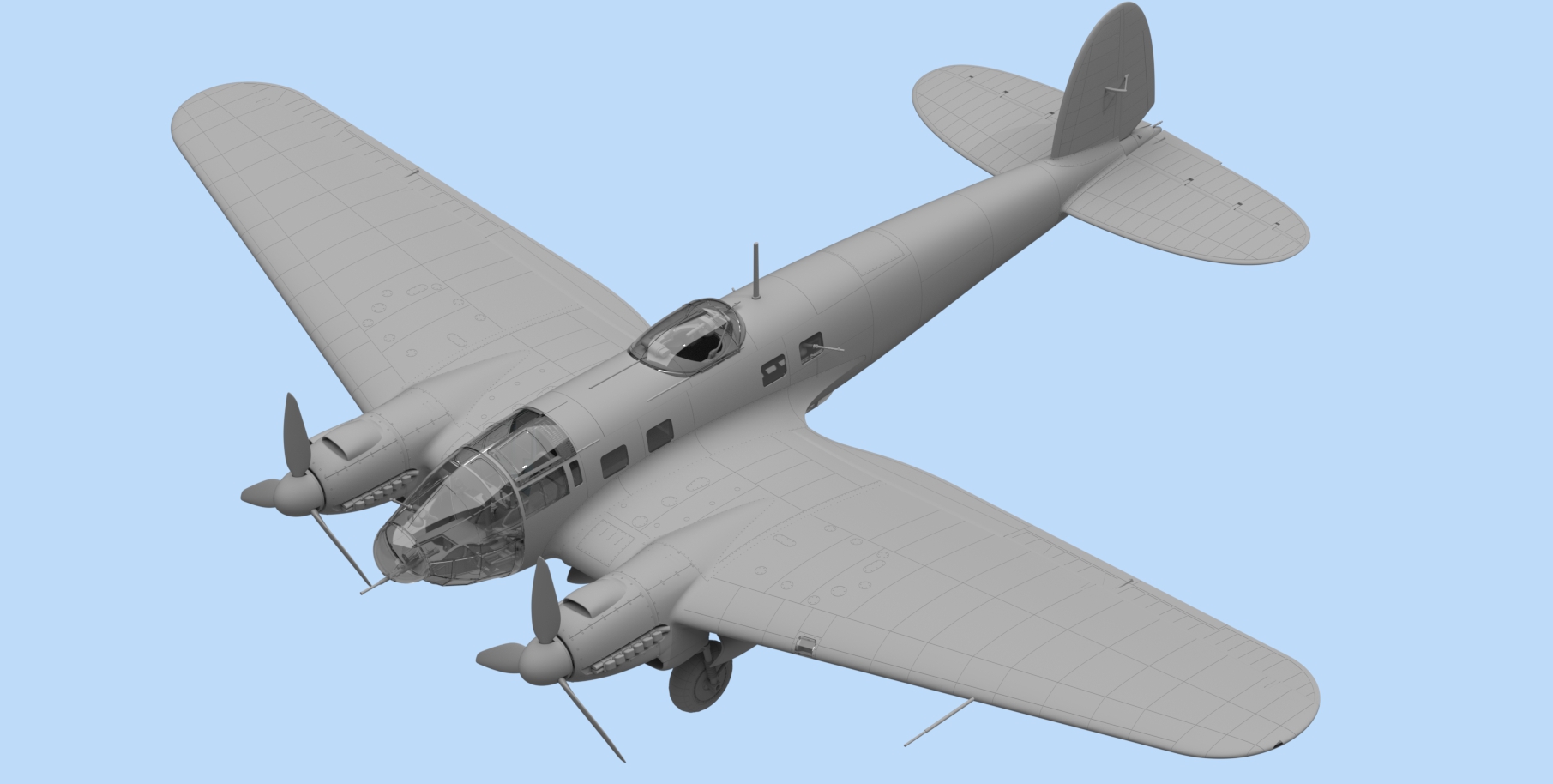 Сборная модели самолета Германский бомбардировщик Heinkel He 111H-6, от ICM масштаб 1:48. # 2 hobbyplus.ru