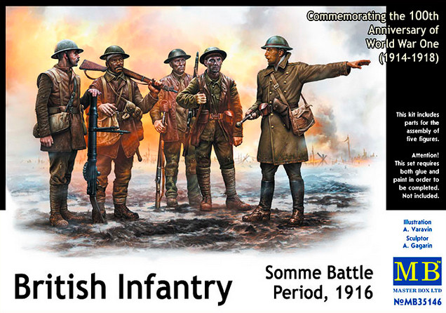 Сборная модель Британская пехота, период Битвы на Сомме, 1916, производства MASTER BOX, масштаб 1:35, артикул 35146 # 1 hobbyplus.ru