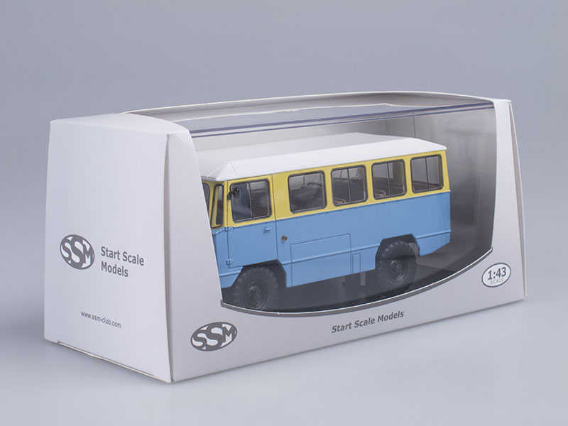 Модель Армейского автобуса АПП-66, жёлто-синий, масштаб 143. Производитель  Start Scale Models (SSM) SSM4010. Коллекционные модели. # 8 hobbyplus.ru