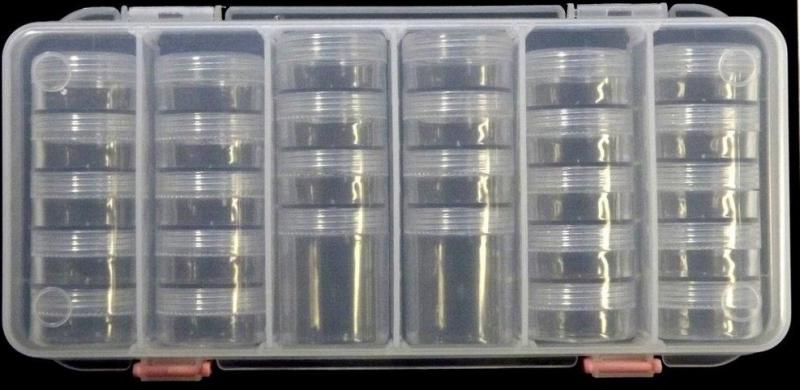 Набор баночек JAS 28 шт., в пластиковом контейнере, 27 х 12,5 см.Артикул 9022 # 1 hobbyplus.ru