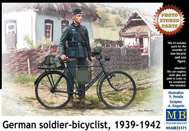 Сборная модель Немецкий солдат-велосипедист, 1939-1942 года, производства MASTER BOX, масштаб 1:35, артикул 35171 # 1 hobbyplus.ru