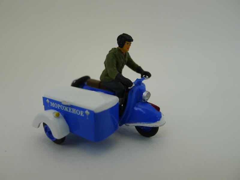 Коллекционная модель мотороллера Тула с коляской мороженное, в масштабе 1:43 # 1 hobbyplus.ru