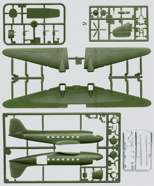 Сборная модель Самолет Douglas AС-47D Spooky, производства RODEN, масштаб 1/144, артикул: Rod310 # 1 hobbyplus.ru