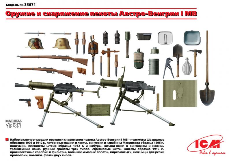 Вооружение и снаряжение пехоты Австро-Венгрии І МВ, ICM Art.: 35671 Масштаб: 1/35 # 1 hobbyplus.ru
