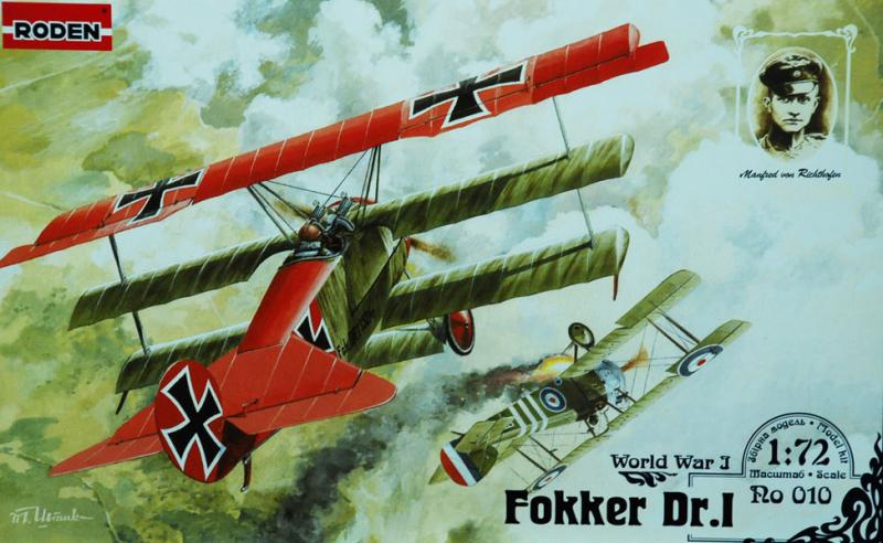 Сборная модель Германский самолет Fokker Dr.I., производства RODEN, масштаб 1/72, артикул: Rod010 # 1 hobbyplus.ru