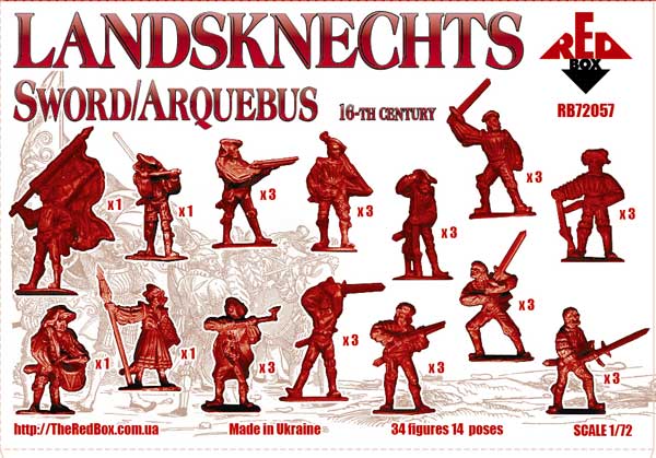 Миниатюрные фигуры Ландскнехты (Мечи/Аркебузы) 16 век, производитель 