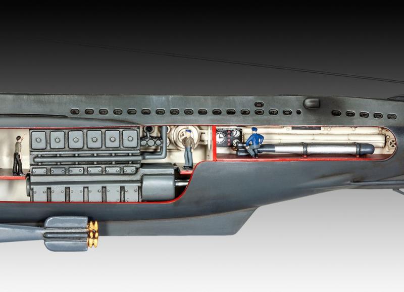 Сборная модель немецкой подводной лодки U-47 с интерьером, артикул 05060, производства REVELL, Германия, масштаб 1:125 # 6 hobbyplus.ru