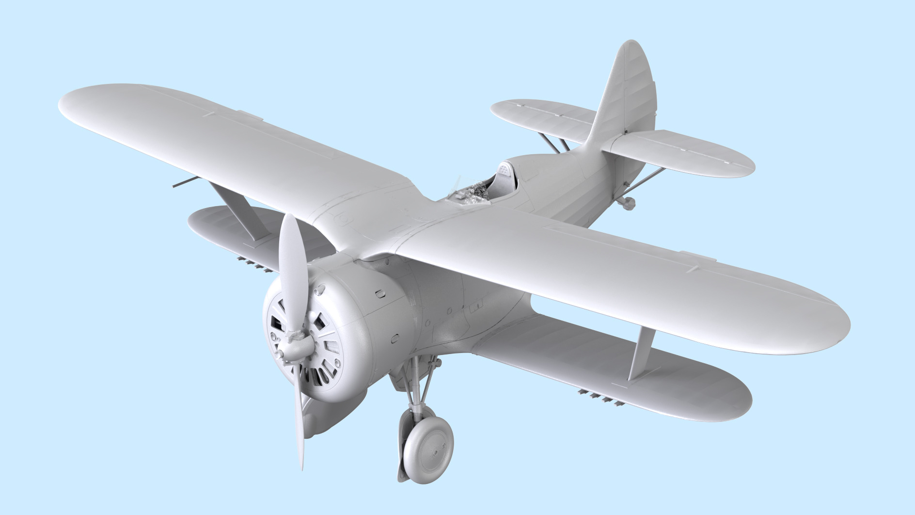 Сборная модели самолета Советский истребитель биплан И-153 Чайка, от ICM масштаб 1:32. # 7 hobbyplus.ru