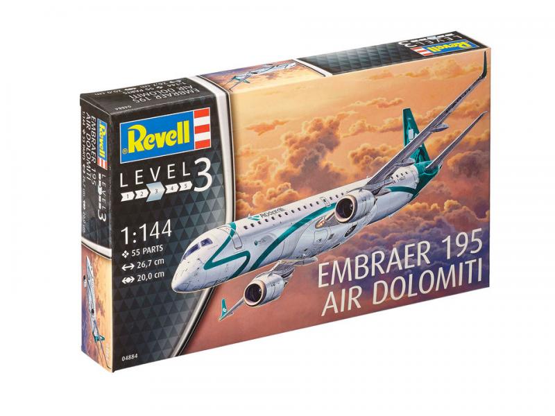 Сборная модель самолета EMBRAER 195 AIR DOLOMITI, масштаб 1/144, производства REVELL, артикул 04884 # 1 hobbyplus.ru