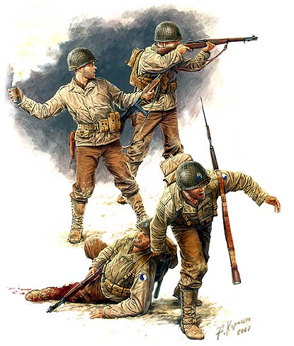 Сборная модель Американская пехота, июль 1944, производства MASTER BOX, масштаб 1:35, артикул 3521 # 1 hobbyplus.ru