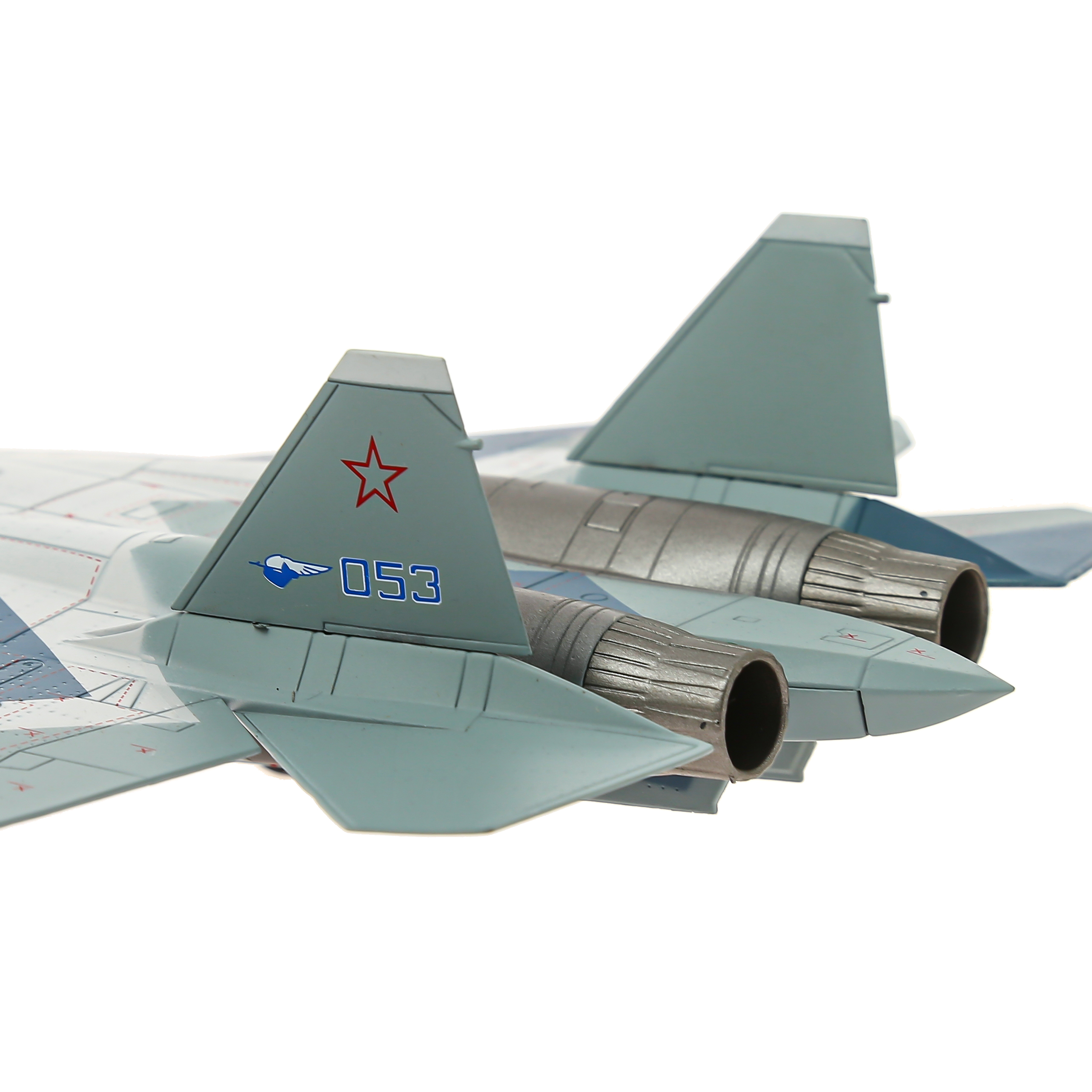       -57 (-50), ,  1:72.  28 . Model of the fifth-generation fighter aircraft of Russia Su-57 (T-50), metal, scale 1:72. Length 28 cm. # 6 hobbyplus.ru