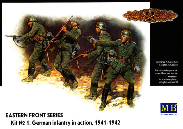 Сборная модель «Немецкая пехота в бою», Восточный фронт, 1941-1942, производства MASTER BOX, масштаб 1:35, артикул 3522 # 1 hobbyplus.ru