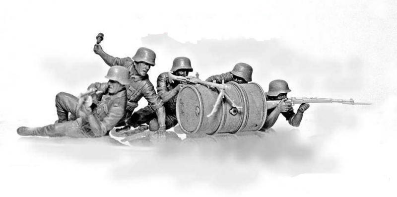 Сборная модель Немецкая пехота в обороне, серия «Бои на Восточном фронте», набор №1, производства MASTER BOX, масштаб 1:35, артикул 35102 # 3 hobbyplus.ru
