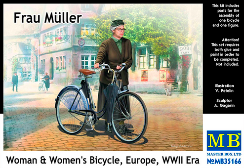 Сборная модель Фрау Мюллер. Женщина и женский велосипед, Европа, 2МВ, производства MASTER BOX, масштаб 1:35, артикул 35166 # 1 hobbyplus.ru