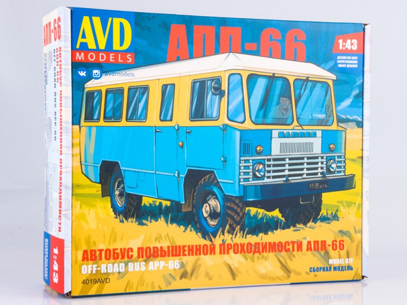 Сборная модель автобус повышенной проходимости АПП-66 , масштаб 1:43. AVD Models 4019AVD  # 1 hobbyplus.ru