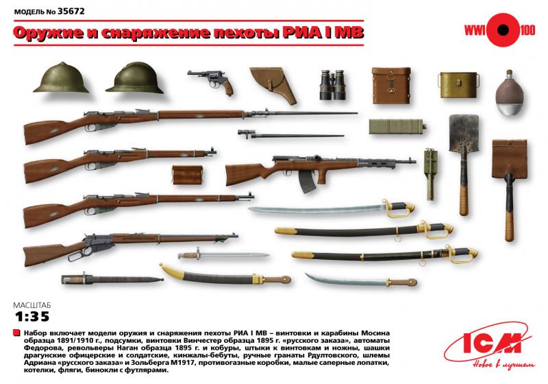 Вооружение и снаряжение пехоты РИА І МВ, ICM Art.: 35672 Масштаб: 1/35 # 1 hobbyplus.ru