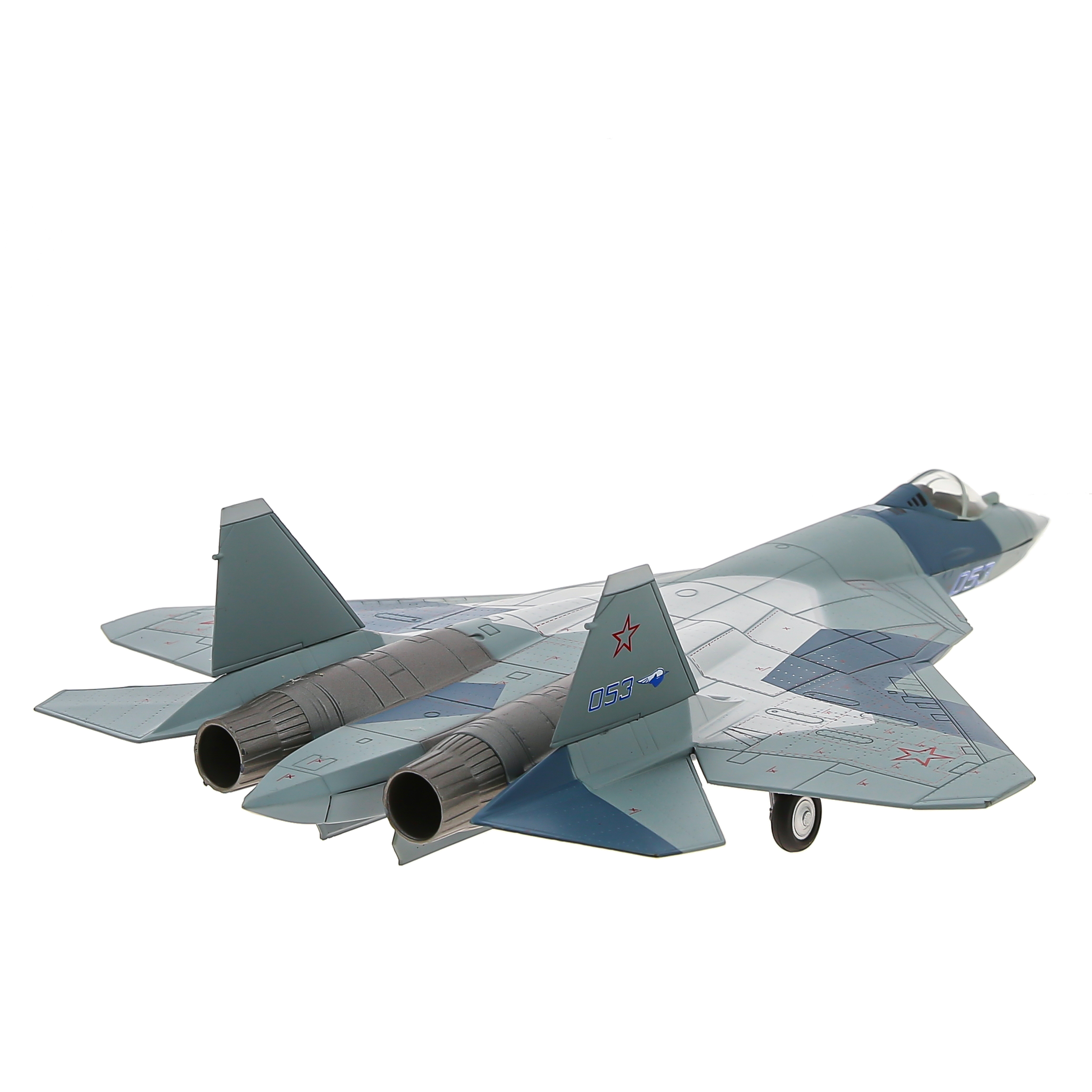       -57 (-50), ,  1:72.  28 . Model of the fifth-generation fighter aircraft of Russia Su-57 (T-50), metal, scale 1:72. Length 28 cm. # 4 hobbyplus.ru