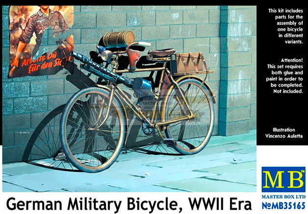 Сборная модель Немецкий военный велосипед, 2МВ, производства MASTER BOX, масштаб 1:35, артикул 35165 # 1 hobbyplus.ru