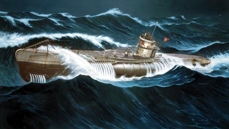 Сборная модель немецкой подводной лодки типа VIIC, артикул 05015, производства REVELL, Германия, масштаб 1:72. # 1 hobbyplus.ru