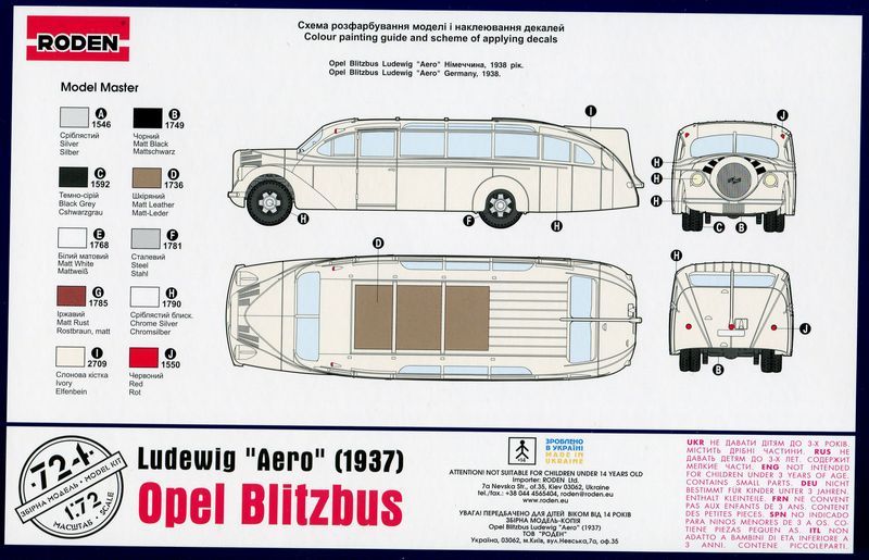 Сборная модель Немецкий автобус Opel Blitzbus Ludewig 