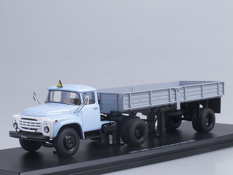 Модель автомобиля ЗИЛ-130В1 (поздняя облицовка радиатора) с полуприцепом ОДАЗ 885, масштаб 143. Производитель Start Scale Models (SSM) SSM7001. Коллекционные модели. # 1 hobbyplus.ru
