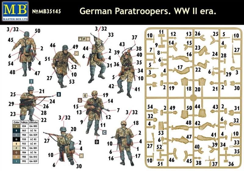 Сборная модель Немецкие десантники. Период Второй мировой войны, производства MASTER BOX, масштаб 1:35, артикул 35145 # 2 hobbyplus.ru