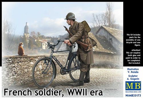 Сборная модель Французский солдат-велосипедист, Вторая Мировая война, производства MASTER BOX, масштаб 1:35, артикул 35173 # 1 hobbyplus.ru