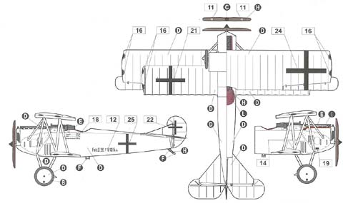 Сборная модель Германский самолет Fokker D.VII F late, производства RODEN, масштаб 1/72, артикул: Rod031 # 2 hobbyplus.ru