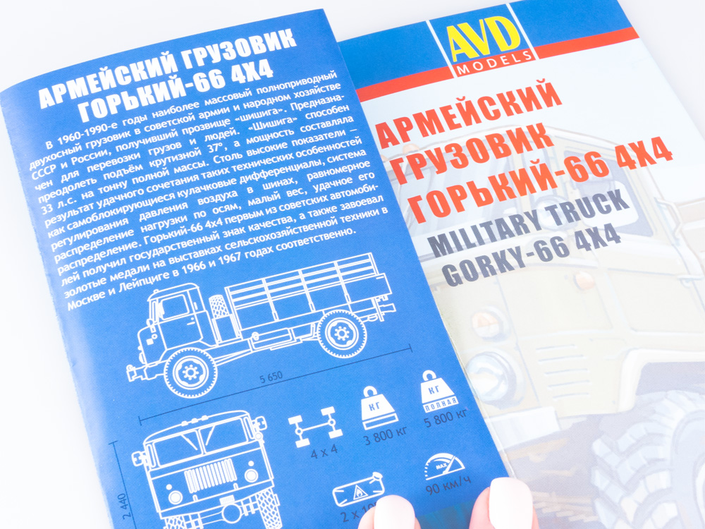 Сборная модель Армейский грузовик Газ-66 4х4, масштаб 1:43. # 11 hobbyplus.ru