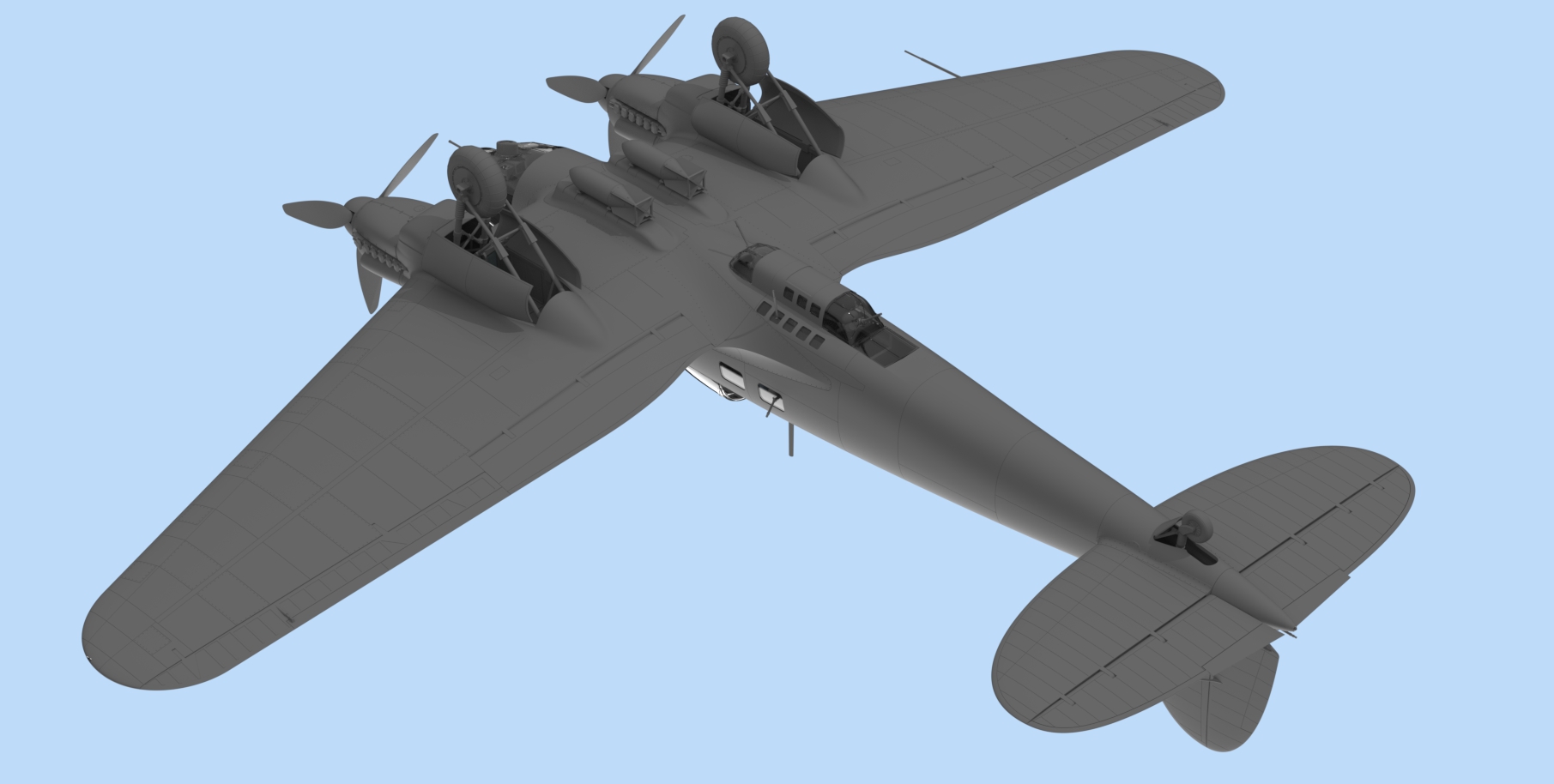 Сборная модели самолета Германский бомбардировщик Heinkel He 111H-6, от ICM масштаб 1:48. # 4 hobbyplus.ru