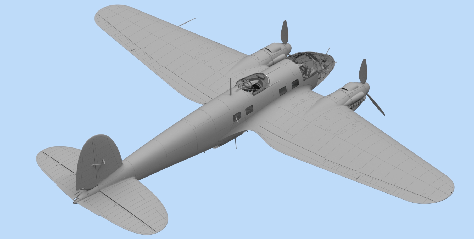 Сборная модели самолета Германский бомбардировщик Heinkel He 111H-6, от ICM масштаб 1:48. # 3 hobbyplus.ru