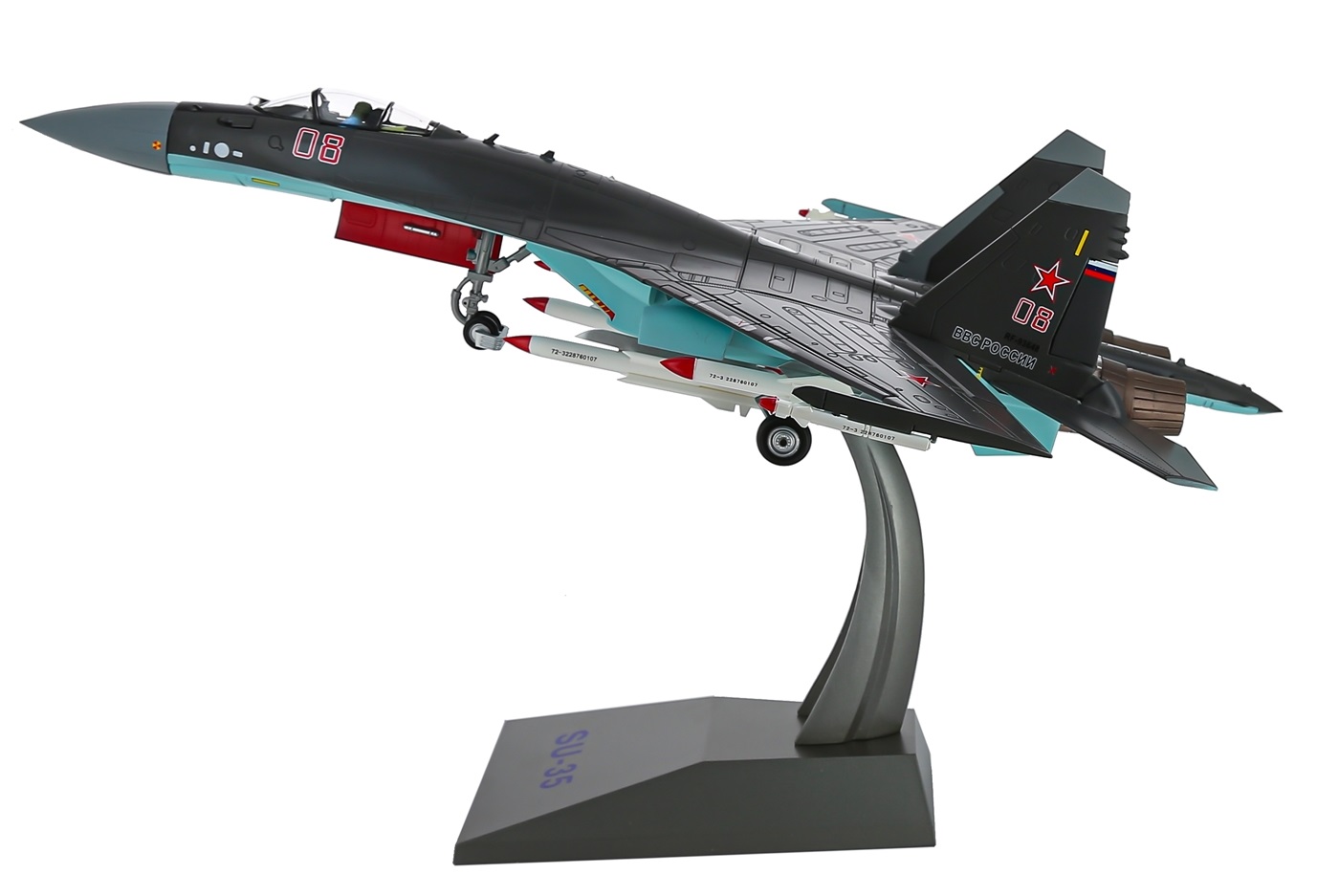       -35 ,  1:48.  47 . Large metal model of a Russian Su-35 fighter airplane, scale 1:48. Length 47 cm. # 2 hobbyplus.ru