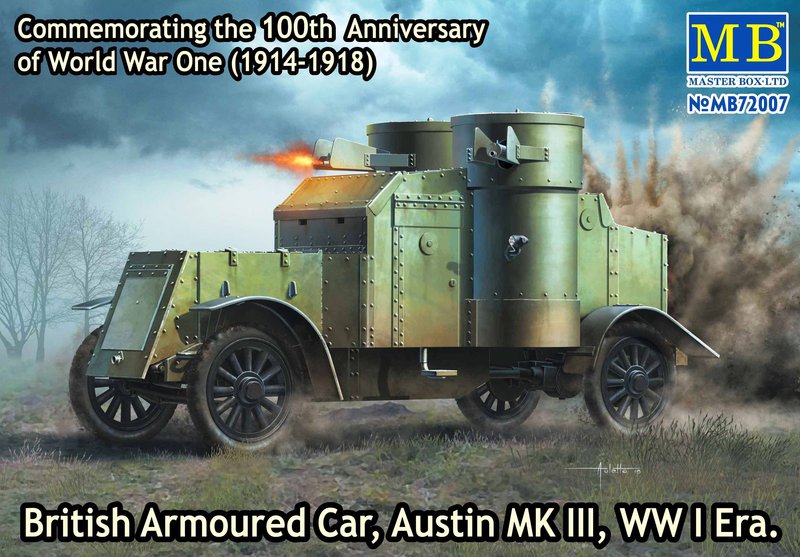 Сборная модель Британский бронированный автомобиль Остин, MK III, период Первой мировой войны, производства MASTER BOX, масштаб 1:72, артикул 72007 # 1 hobbyplus.ru