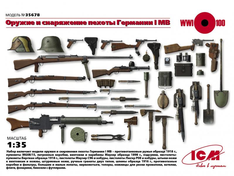 Вооружение и снаряжение Германской пехоты, 1МВ, ICM Art.: 35678 Масштаб: 1/35 # 1 hobbyplus.ru