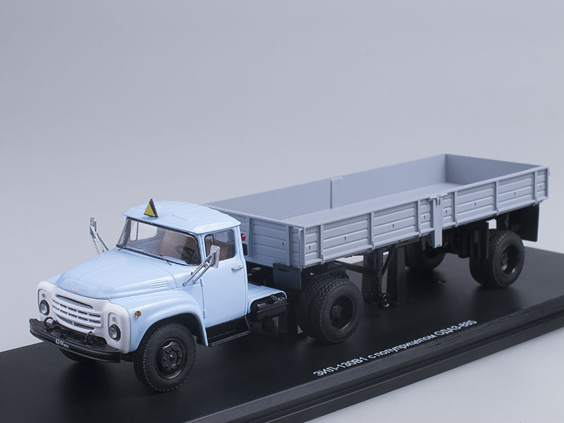 Модель автомобиля ЗИЛ-130В1 (поздняя облицовка радиатора) с полуприцепом ОДАЗ 885, масштаб 143. Производитель Start Scale Models (SSM) SSM7001. Коллекционные модели. # 4 hobbyplus.ru