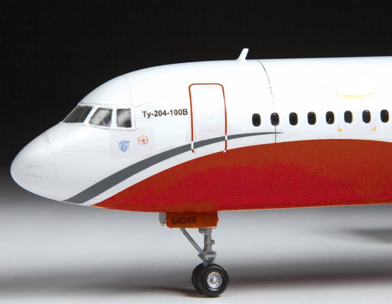 Сборная модель Пассажирский авиалайнер Ту-204-100, производитель «Звезда», масштаб 1/144, артикул 7023 # 1 hobbyplus.ru