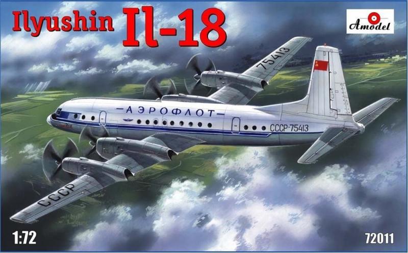 Сборная модель самолета Ил-18. Масштаб 1:72, AModel, артикул АМ72011 # 1 hobbyplus.ru