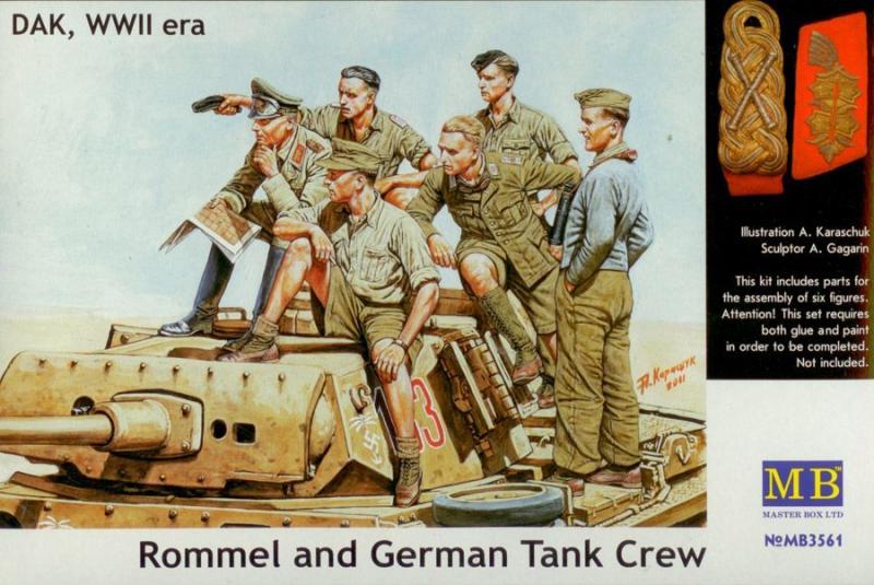 Сборная модель Роммель и немецкий танковый экипаж, Немецкий Африканский корпус, производства MASTER BOX, масштаб 1:35, артикул 3561 # 1 hobbyplus.ru
