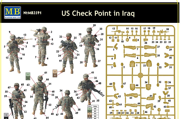 Сборная модель Американский контрольный пункт в Ираке, производства MASTER BOX, масштаб 1:35, артикул 3591 # 3 hobbyplus.ru