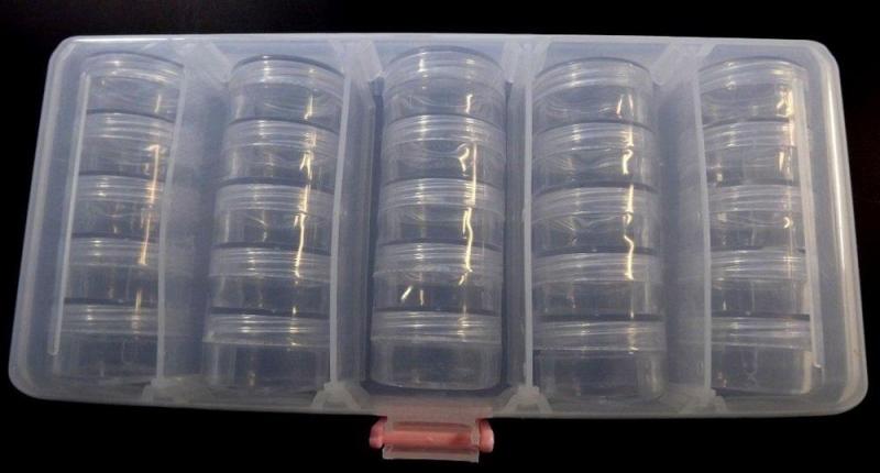 Набор баночек JAS 25 шт., в пластиковом контейнере, 18 х 8,5 см, артикул: 9021 # 1 hobbyplus.ru