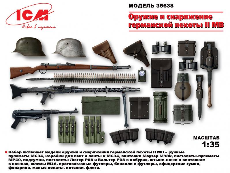Оружие и снаряжение Германской пехоты ІІ МВ, ICM Art.: 35638 Масштаб: 1/35 # 4 hobbyplus.ru