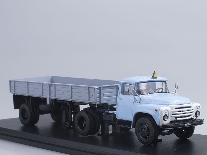 Модель автомобиля ЗИЛ-130В1 (поздняя облицовка радиатора) с полуприцепом ОДАЗ 885, масштаб 143. Производитель Start Scale Models (SSM) SSM7001. Коллекционные модели. # 5 hobbyplus.ru