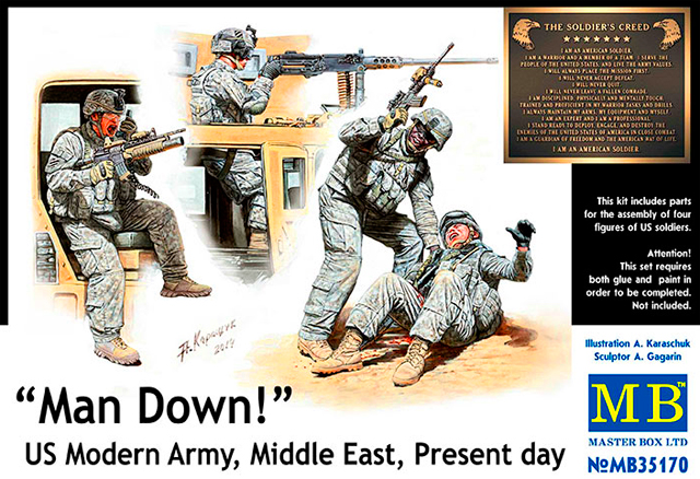 Сборная модель У нас «трехсотый»! Американская современная армия, Ближний Восток, наше время, производства MASTER BOX, масштаб 1:35, артикул 35170 # 1 hobbyplus.ru