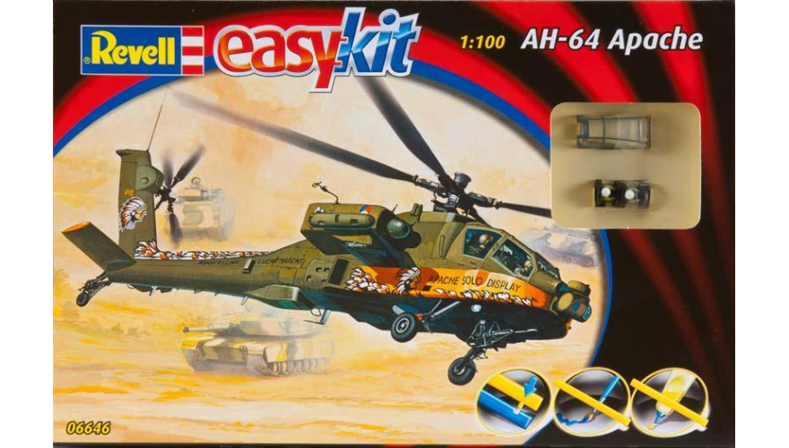 Сборная модель Revell  Американского вертолета AH-64 Apache в масштабе 1:100.