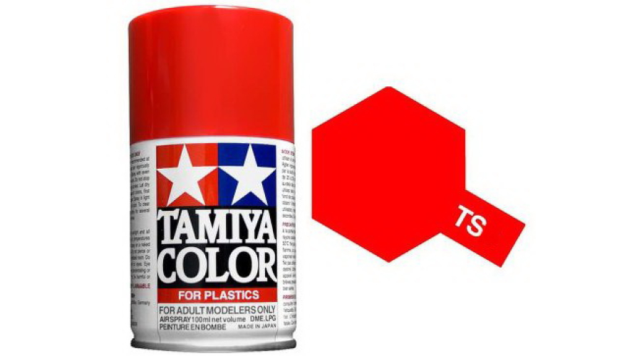 Краска аэрозольная TAMIYA TS-36 Fluorescent Red (Флуоресцентная красная), в баллончике 100 мл., артикул 85036