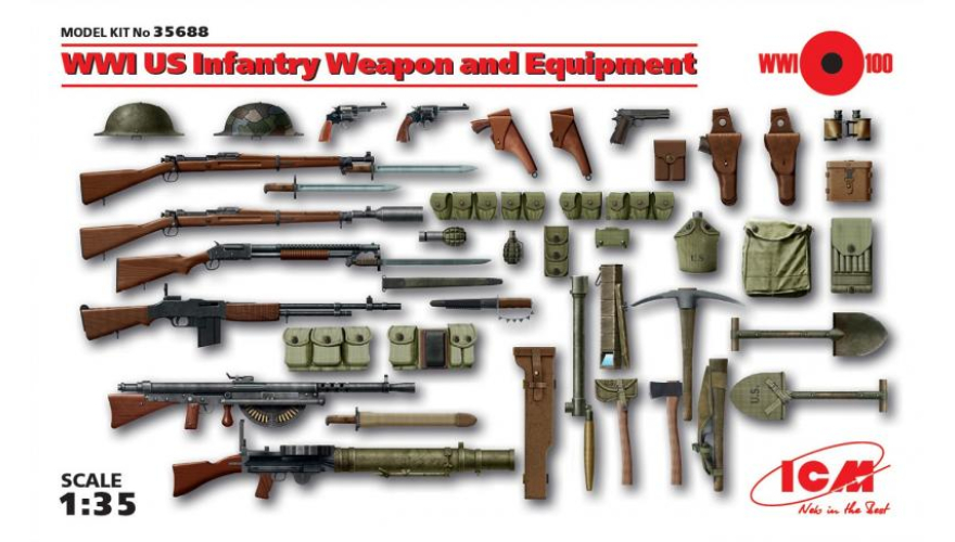 Оружие и снаряжение пехоты США І МВ, ICM Art.: 35688 Масштаб: 1/35