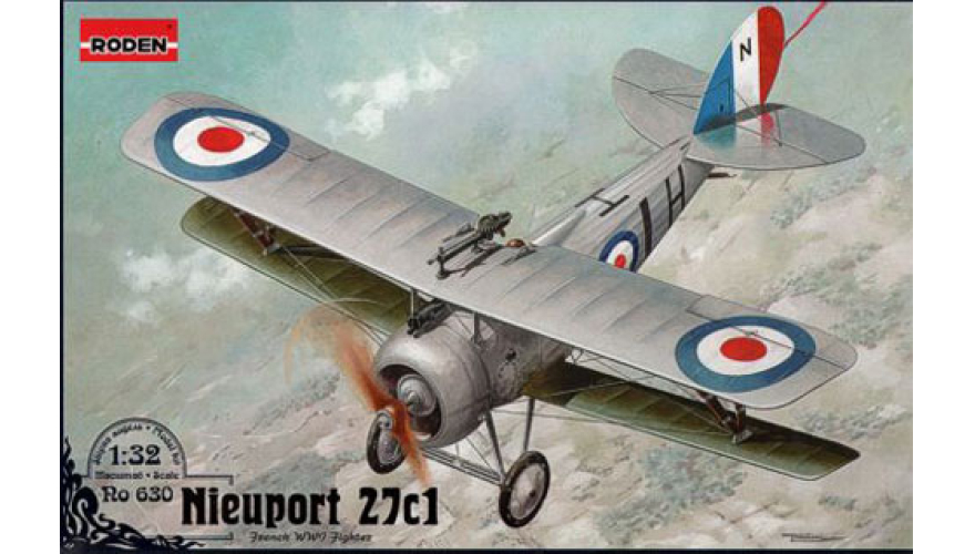Сборная модель Французский истребитель-биплан Nieuport 27c1, производства RODEN, масштаб 1/32, артикул: Rod630