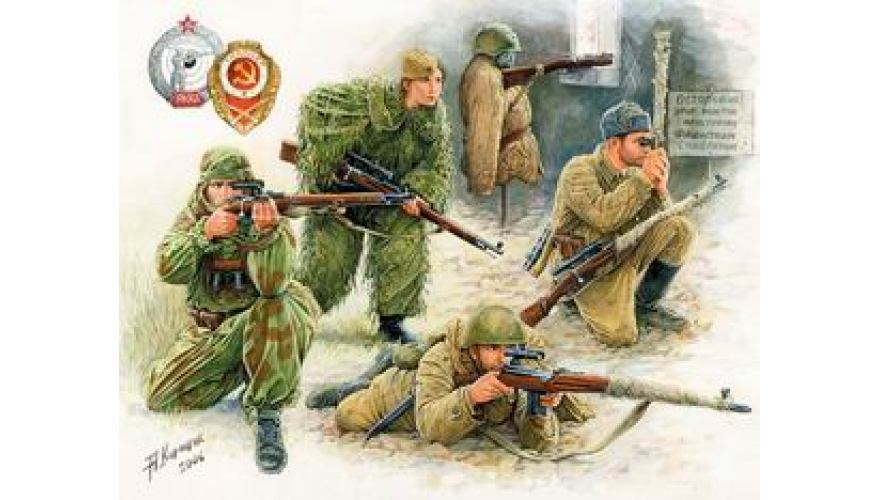 Сборная модель, Советские снайперы,  производства «Звезда» масштаб 1:35, артикул 3597.