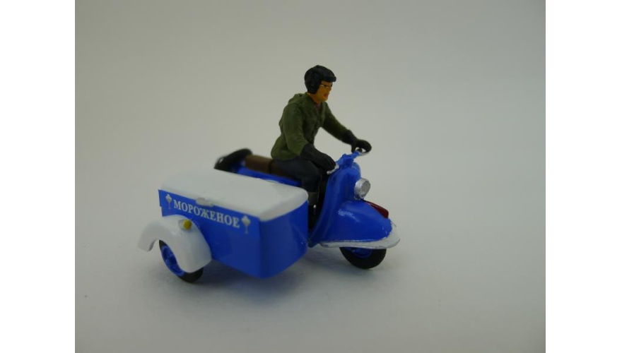 Коллекционная модель мотороллера Тула с коляской мороженное, в масштабе 1:43